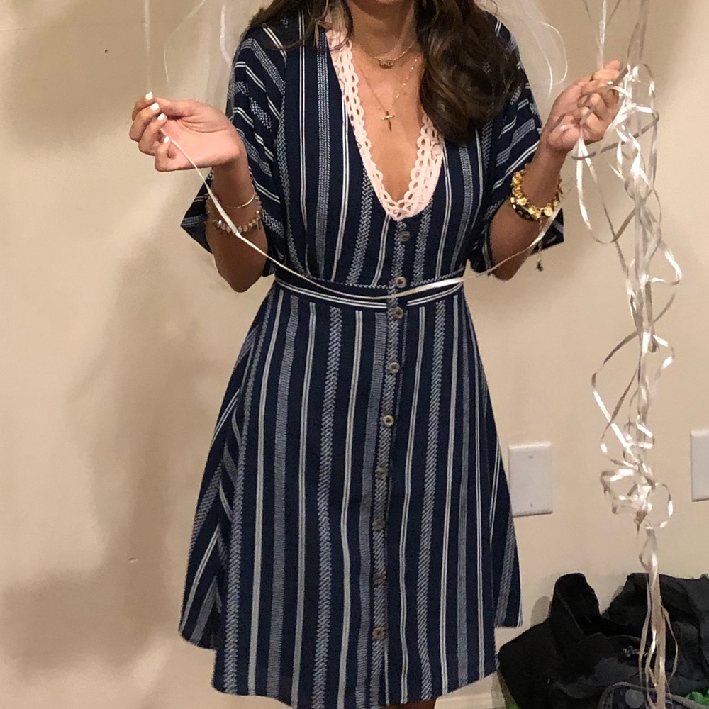 Navy Striped Dress